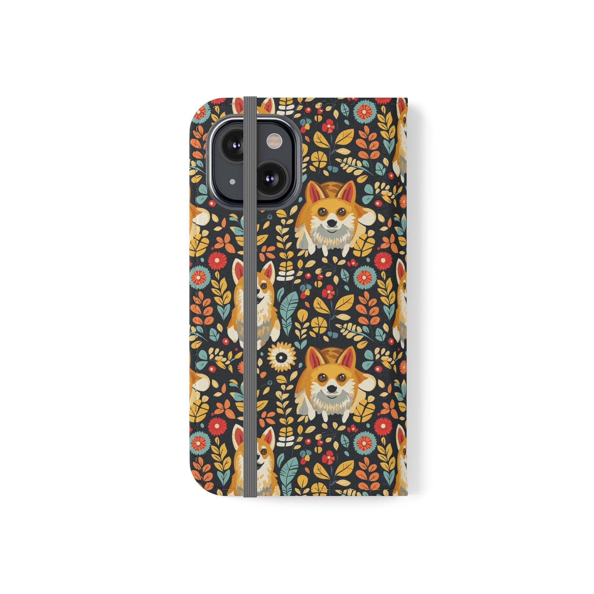 Corgi Rainbow Vine Dream Flip Cases