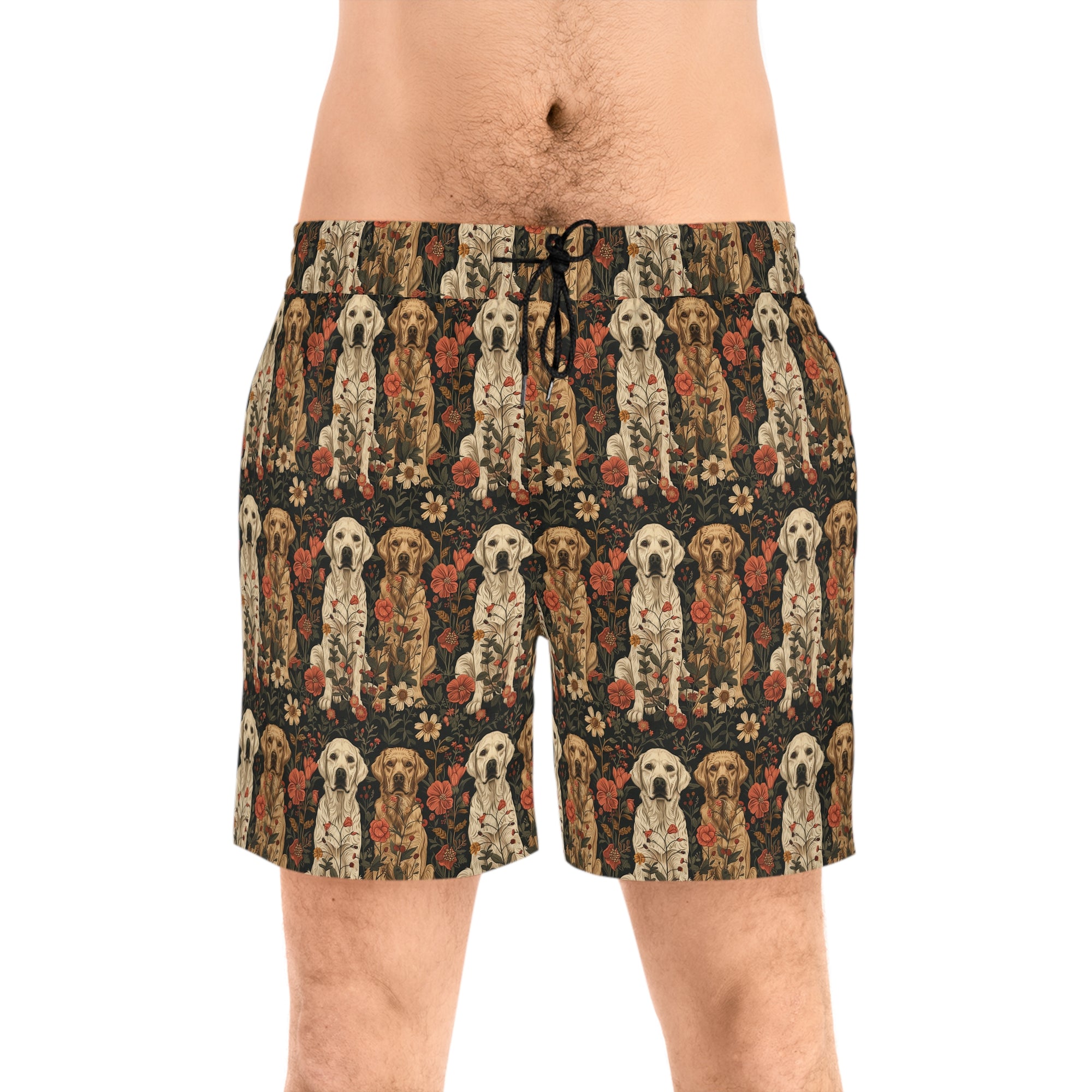 Blossoming Labradors Bouquet Men&#39;s Mid-Length Swim Shorts