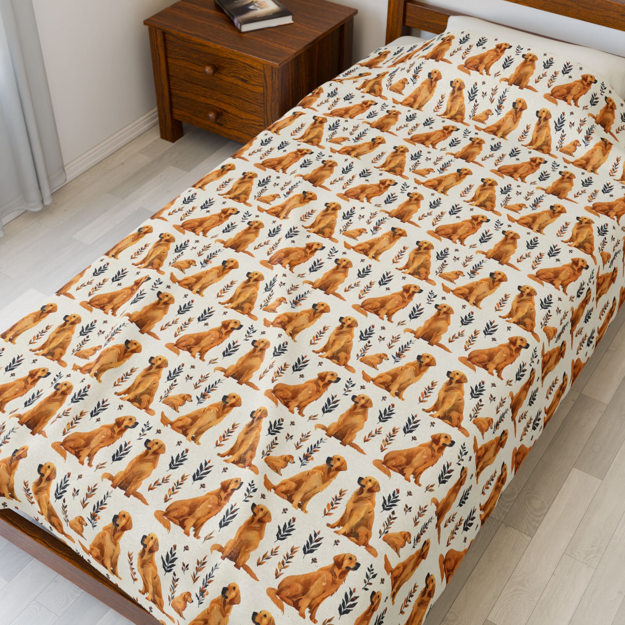 Golden Glamour Paws - Luxe Licks for Regal Retrievers Velveteen Plush Blanket