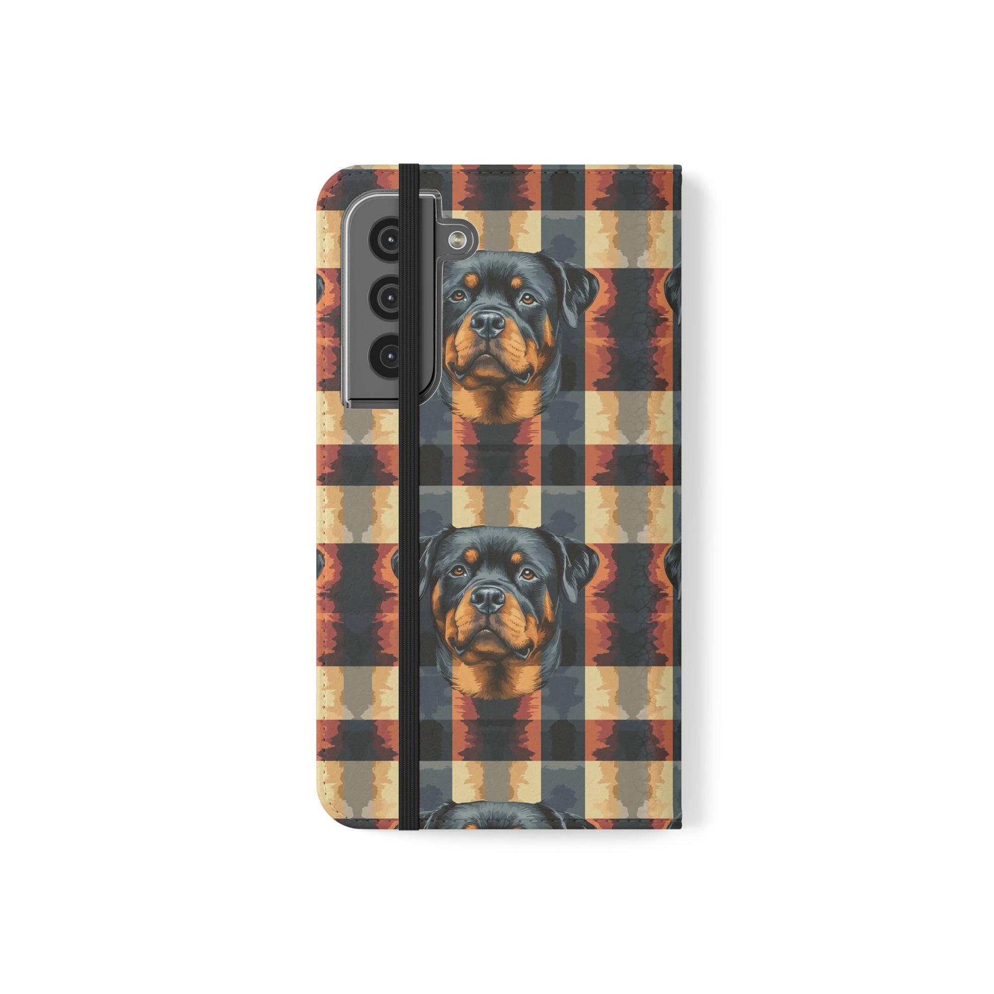 Pawsome Rottweiler Royalty Plaid Flip Cases