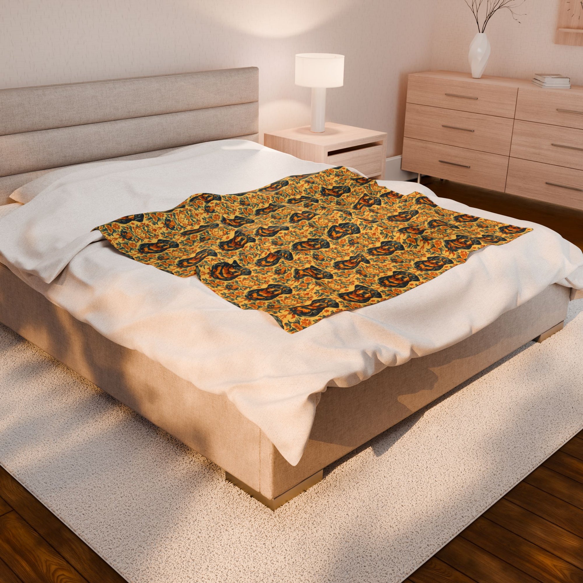 Royal Rottie Regalia Velveteen Plush Blanket