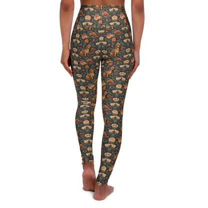 Dazzling Dachsund Blossoms & Foliage High Waisted Yoga Leggings