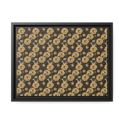 Pugs in Bloom, Framed Matte Canvas