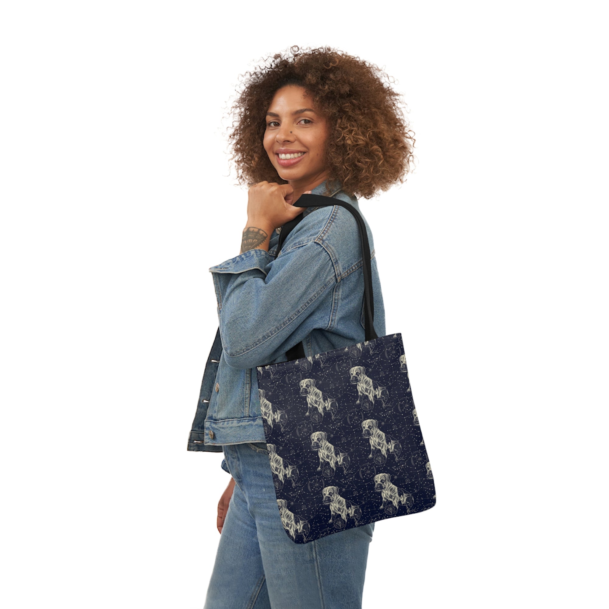 Celestial Boxer Bliss Canvas Tote Bag