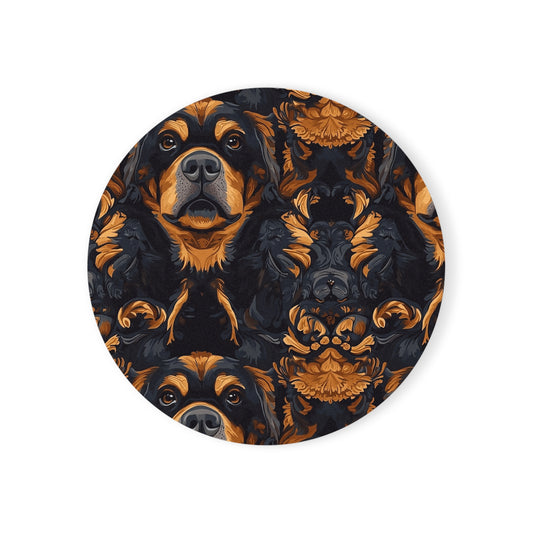 Modern Rottweiler Royalty Cork Back Coaster