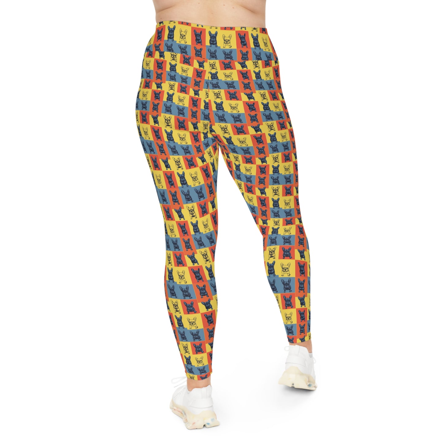 Frenchie Pop Art Pawfection Grid Plus Size Leggings