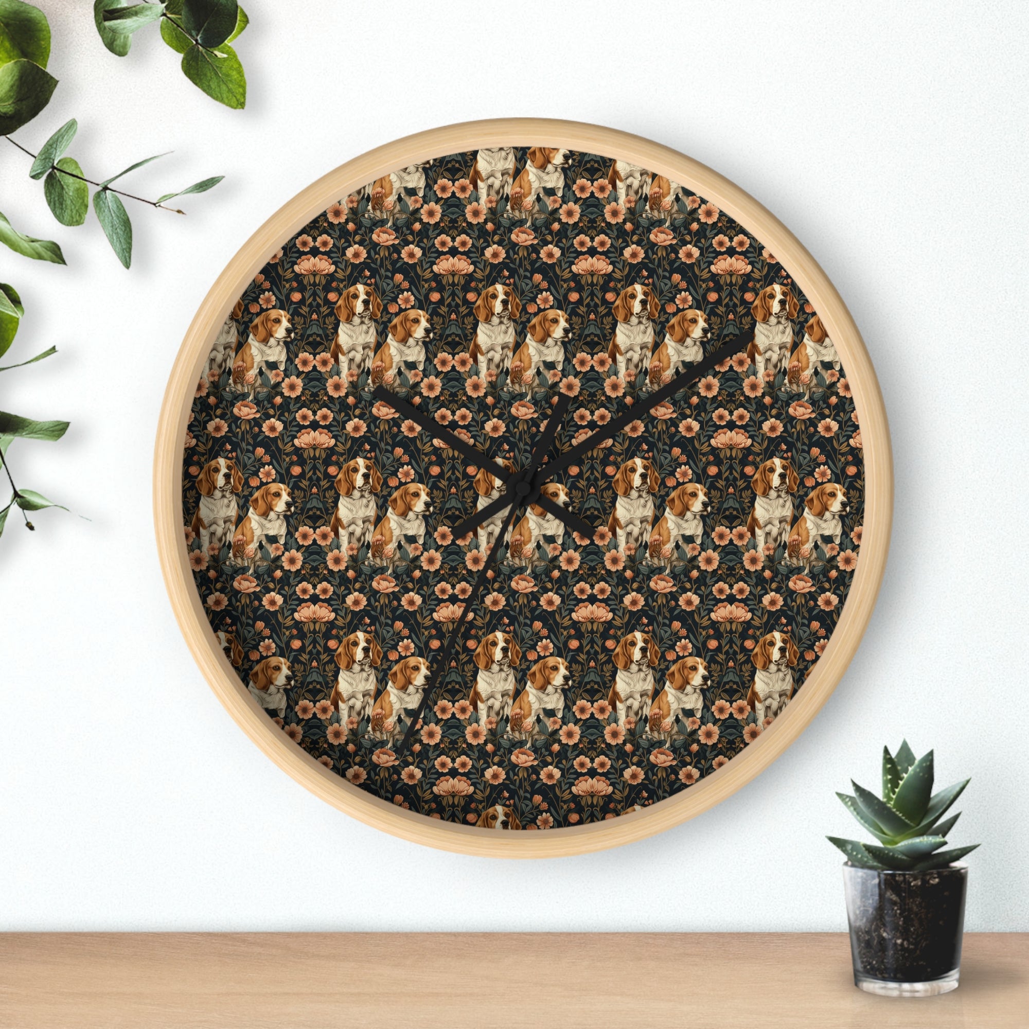 Beagle Blossom Bonanza Wall Clock