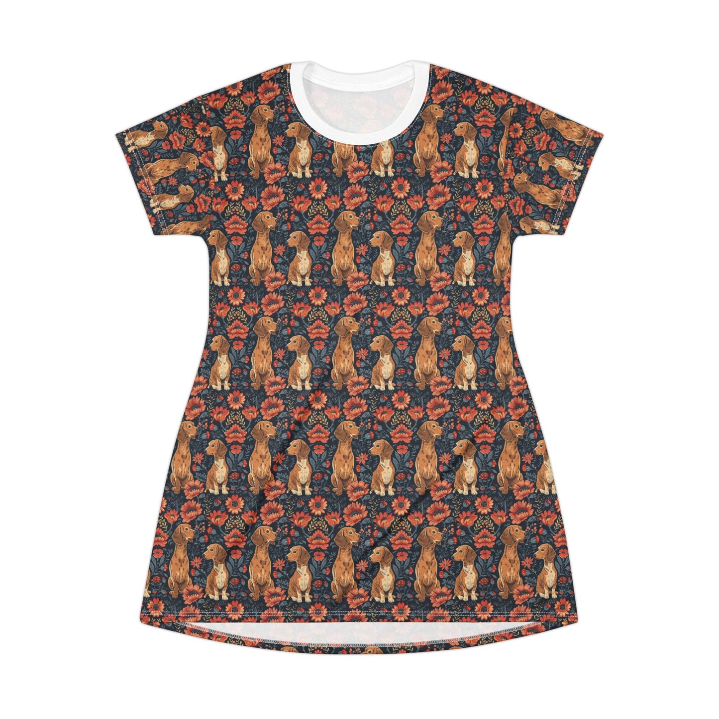 Floral Pawsome Dachsund Delight T-Shirt Dress