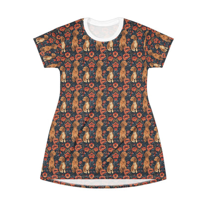 Floral Pawsome Dachsund Delight T-Shirt Dress