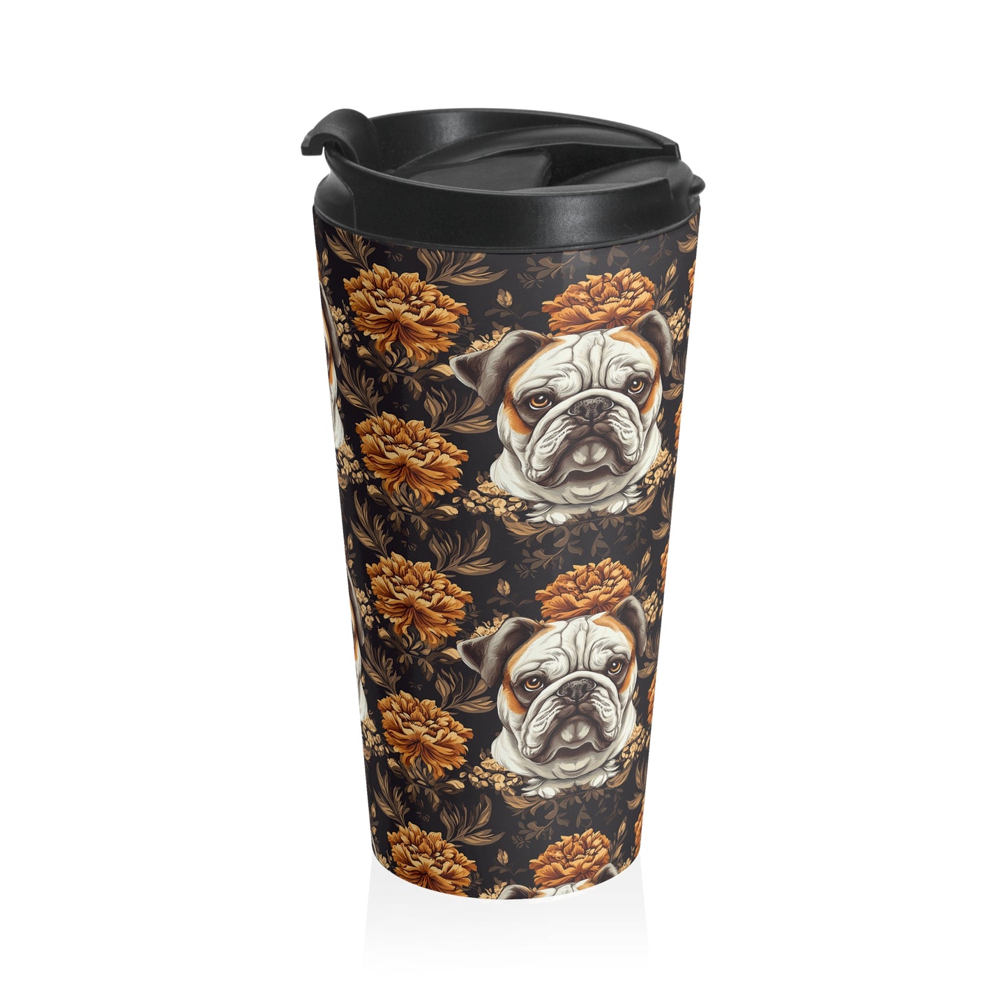 Bloomingly Bulldogistic Bouquet Stainless Steel Travel Mug