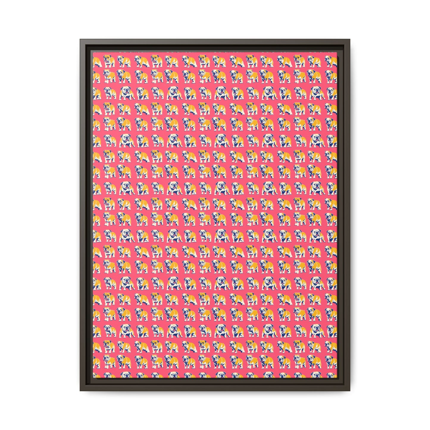 Bubblegum Glamour Bulldog Bouquet Matte Canvas, Framed