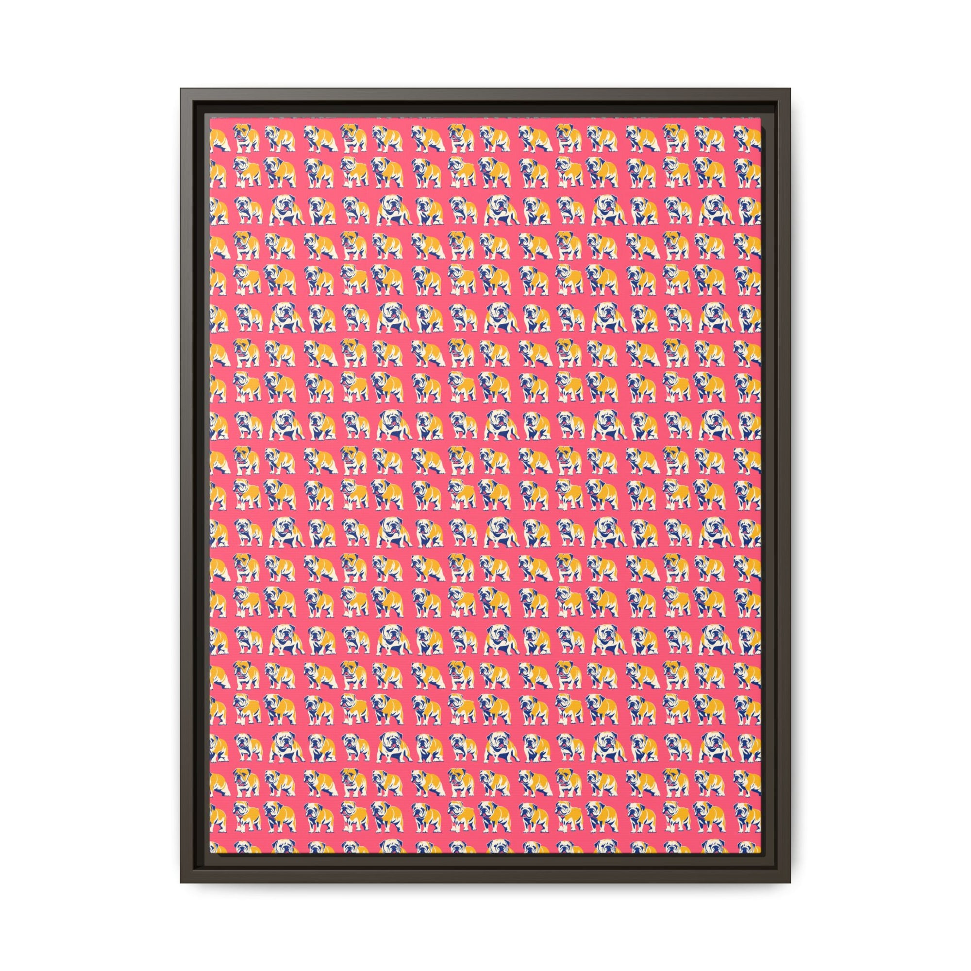 Bubblegum Glamour Bulldog Bouquet Matte Canvas, Framed