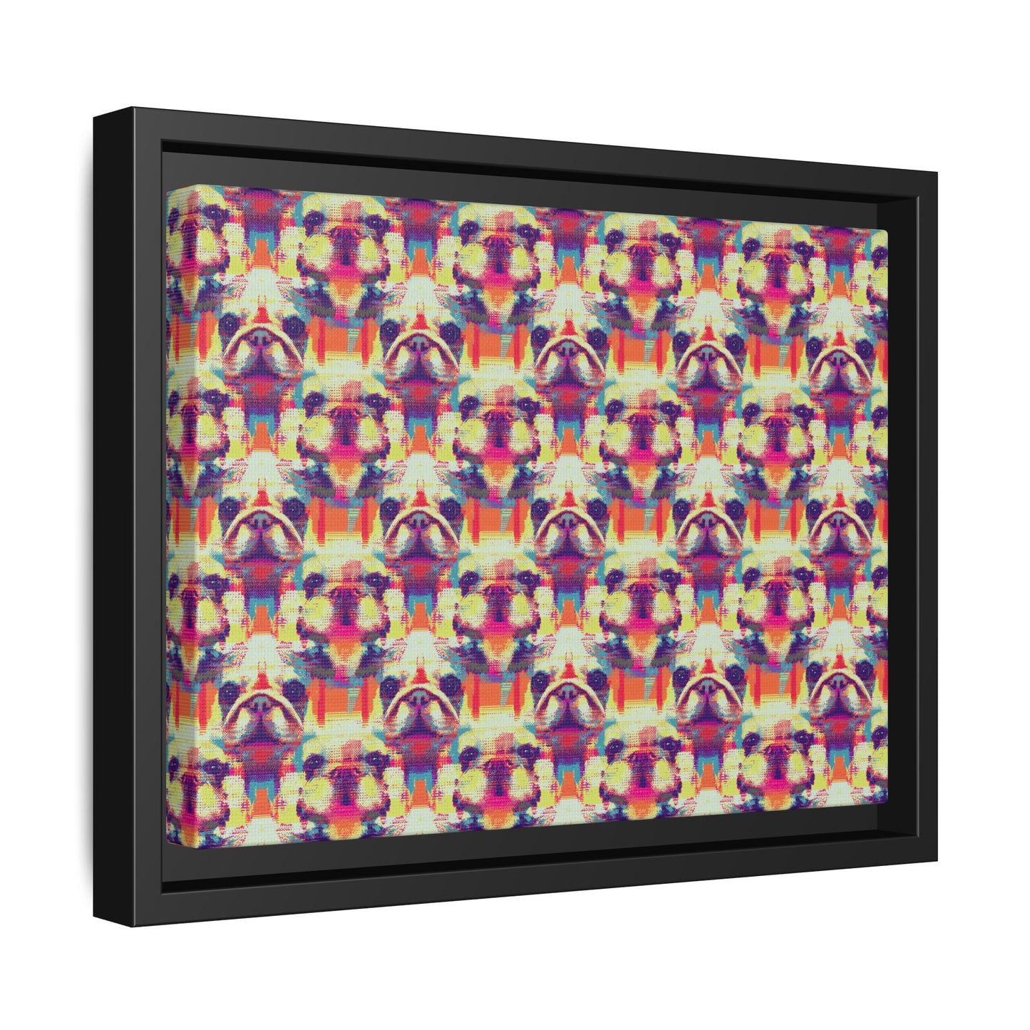 Glitchy Bulldog Blitz Matte Canvas, Framed