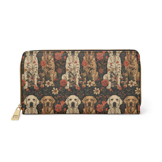 Blossoming Labradors Bouquet Zipper Wallet