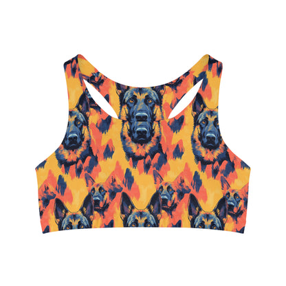 Impressionistic German Shepherds Seamless Sports Bra