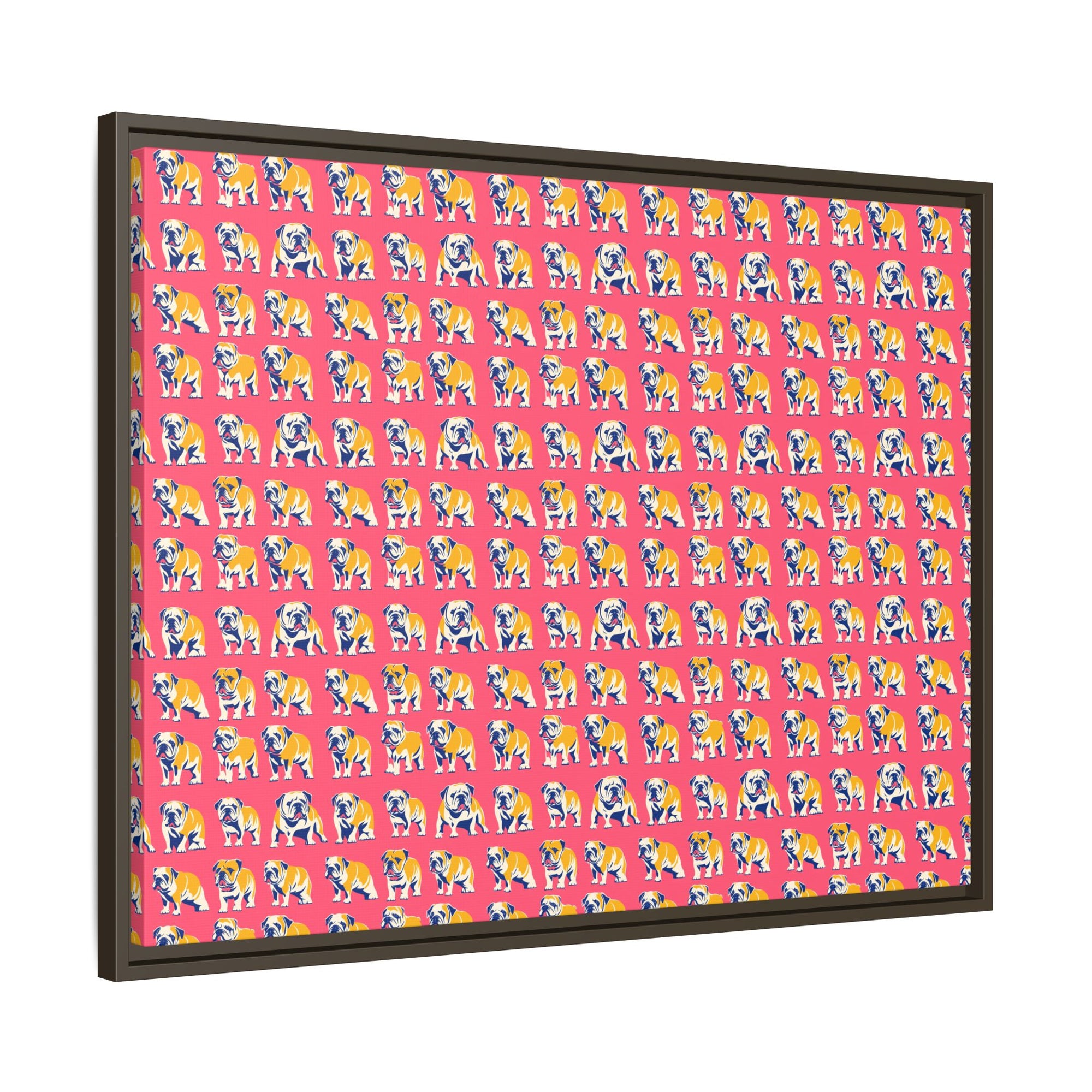 Bubblegum Glamour Bulldog Bouquet Matte Canvas, Framed