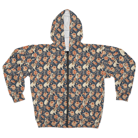 Blooming Bulldog Beauty Unisex Zip Hoodie