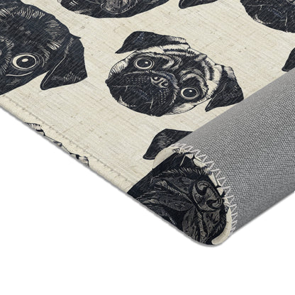 Pug Pizzazz - Modern Geometric Pug Pattern Area Rug