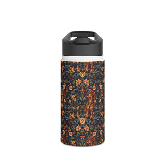 Dapper Dachshund Embroidery Elegance Stainless Steel Water Bottle