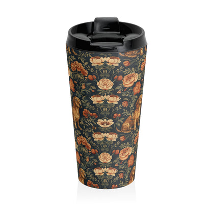 Dazzling Dachsund Blossoms & Foliage Stainless Steel Travel Mug