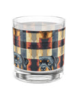 Pawsome Rottweiler Royalty Plaid Rocks Glass