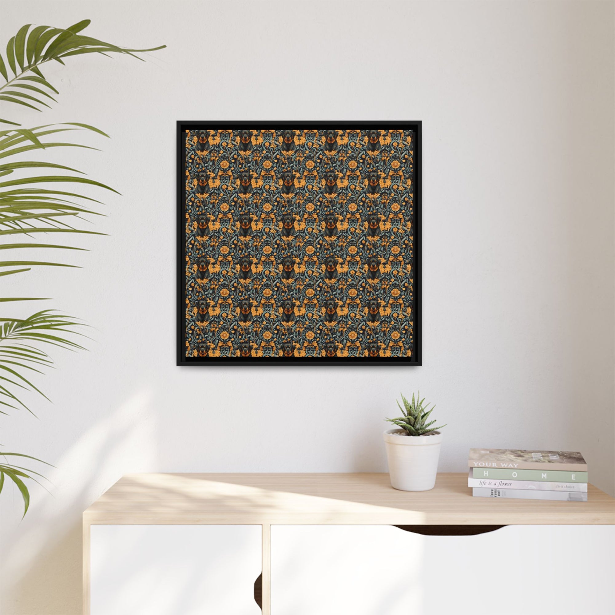 Ruffle Rottie Glamourific Matte Canvas, Framed