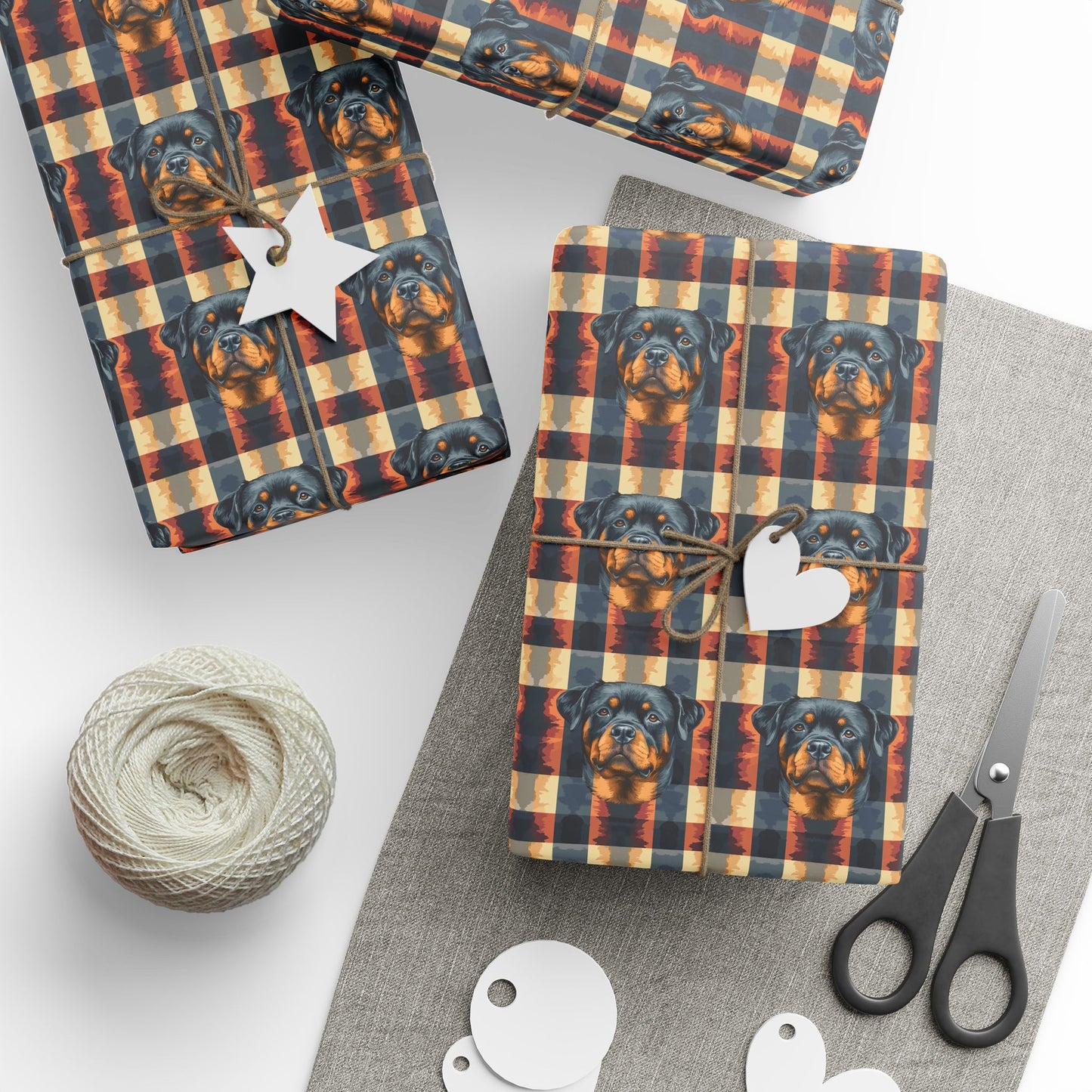 Pawsome Rottweiler Royalty Plaid Wrapping Paper