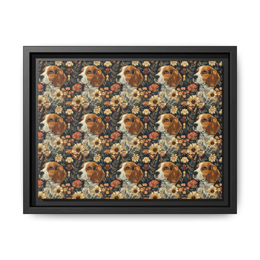 Beagle Blossoms Matte Canvas, Framed