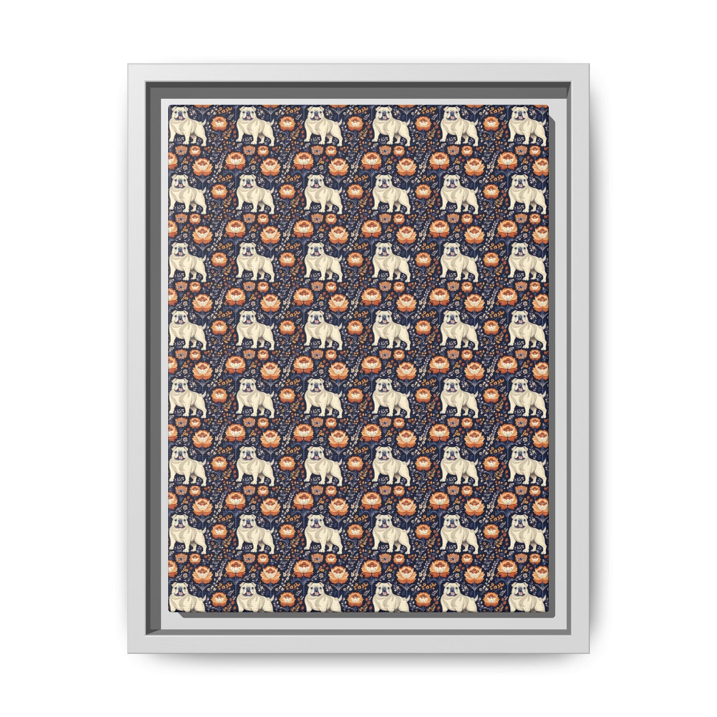 Bulldog Blossom Bonanza Matte Canvas, Framed