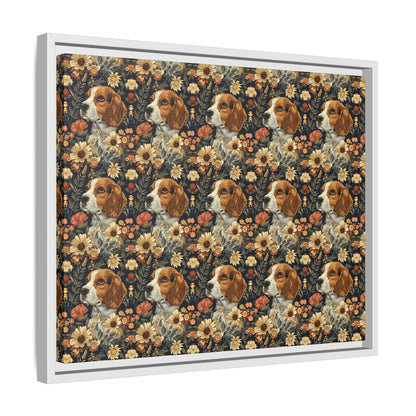 Beagle Blossoms Matte Canvas, Framed