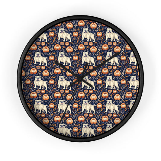 Bulldog Blossom Bonanza Wall Clock