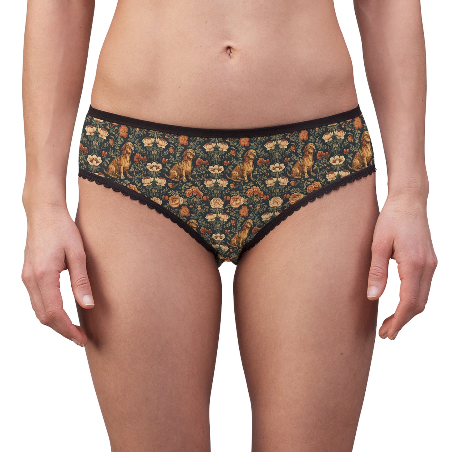 Dazzling Dachsund Blossoms & Foliage Women's Briefs