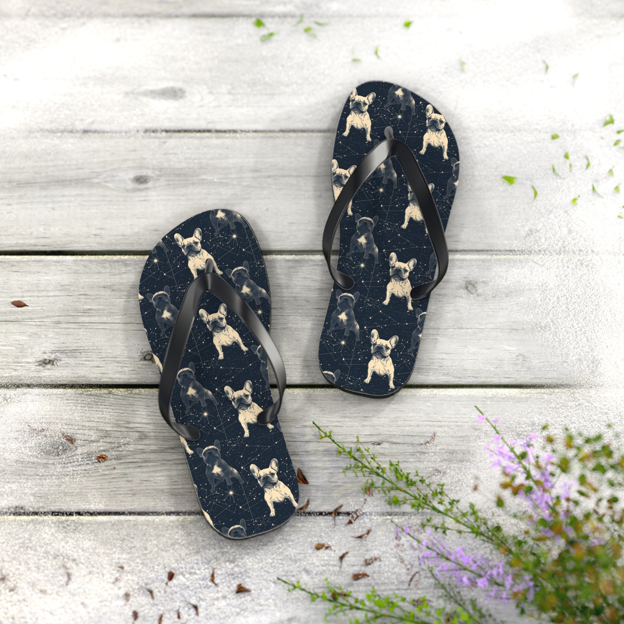 Frenchie Celestial Soar Flip Flops