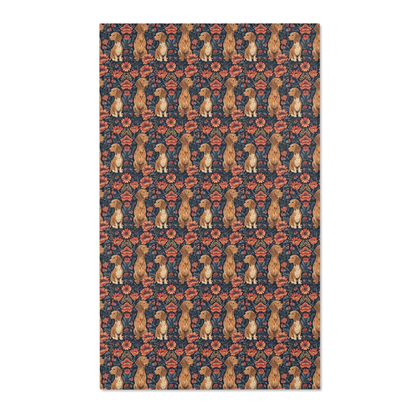 Dachshund Heritage - William Morris Inspired Area Rug