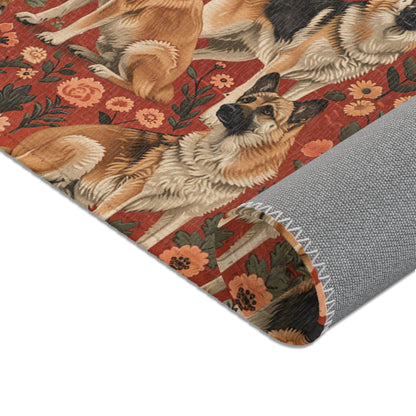 Shepherd's Splendor - German Shepherd William Morris Inspired Area Rug