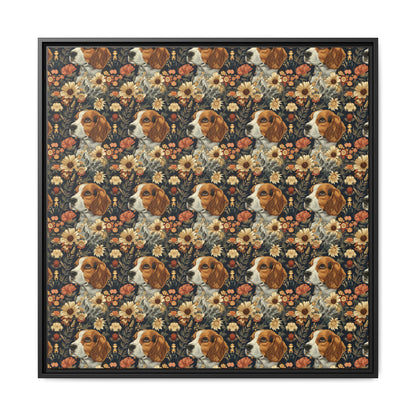 Beagle Blossoms Matte Canvas, Framed