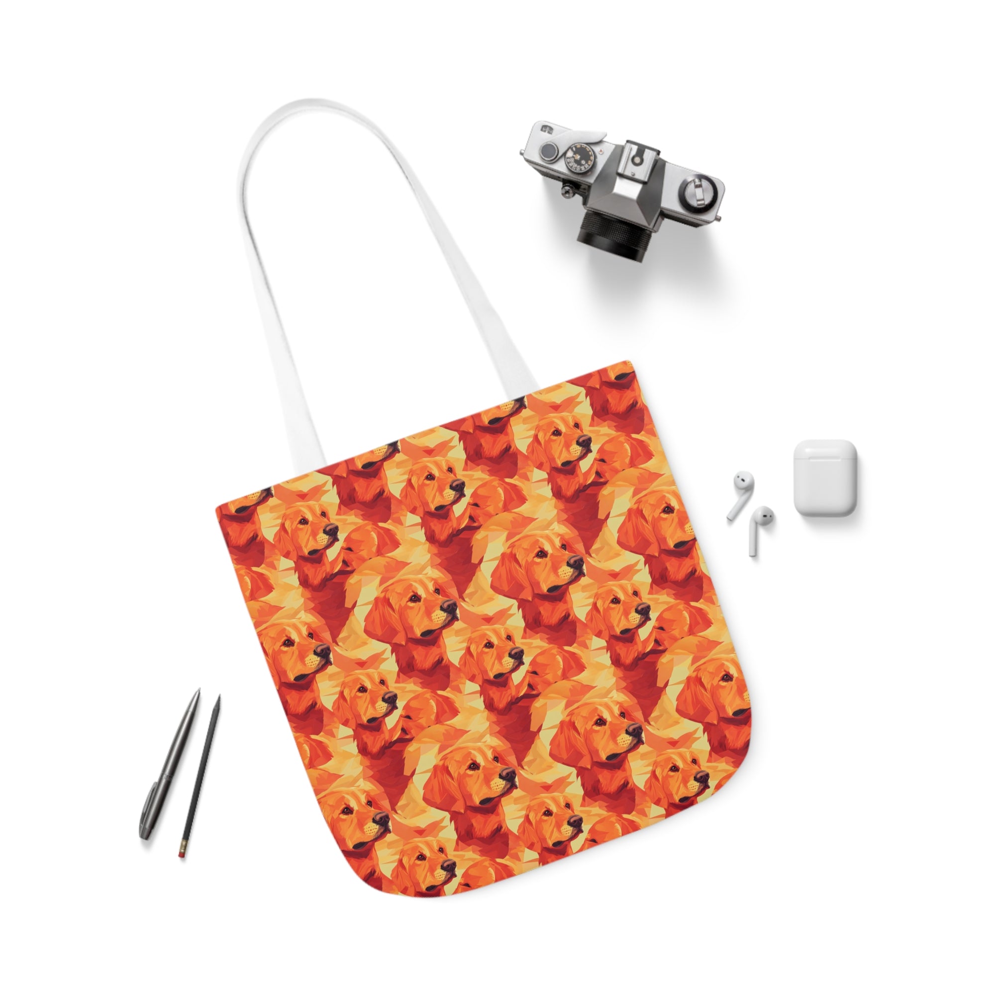 Golden Glamour Paws Canvas Tote Bag