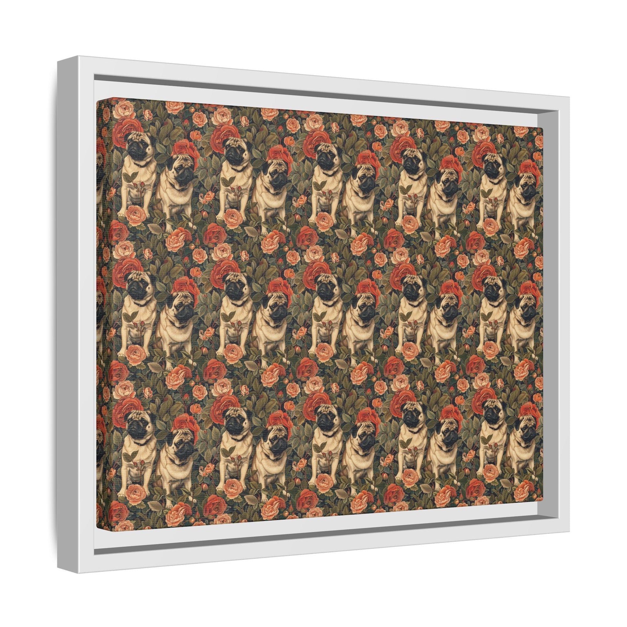 Blooming Pug Paradise Matte Canvas, Framed