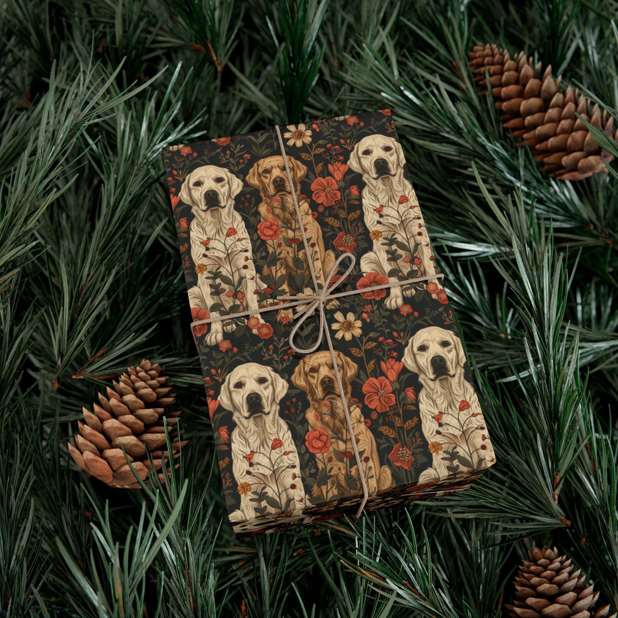 Blossoming Labradors Bouquet Gift Wrap Papers