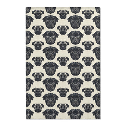 Pug Pizzazz - Modern Geometric Pug Pattern Area Rug