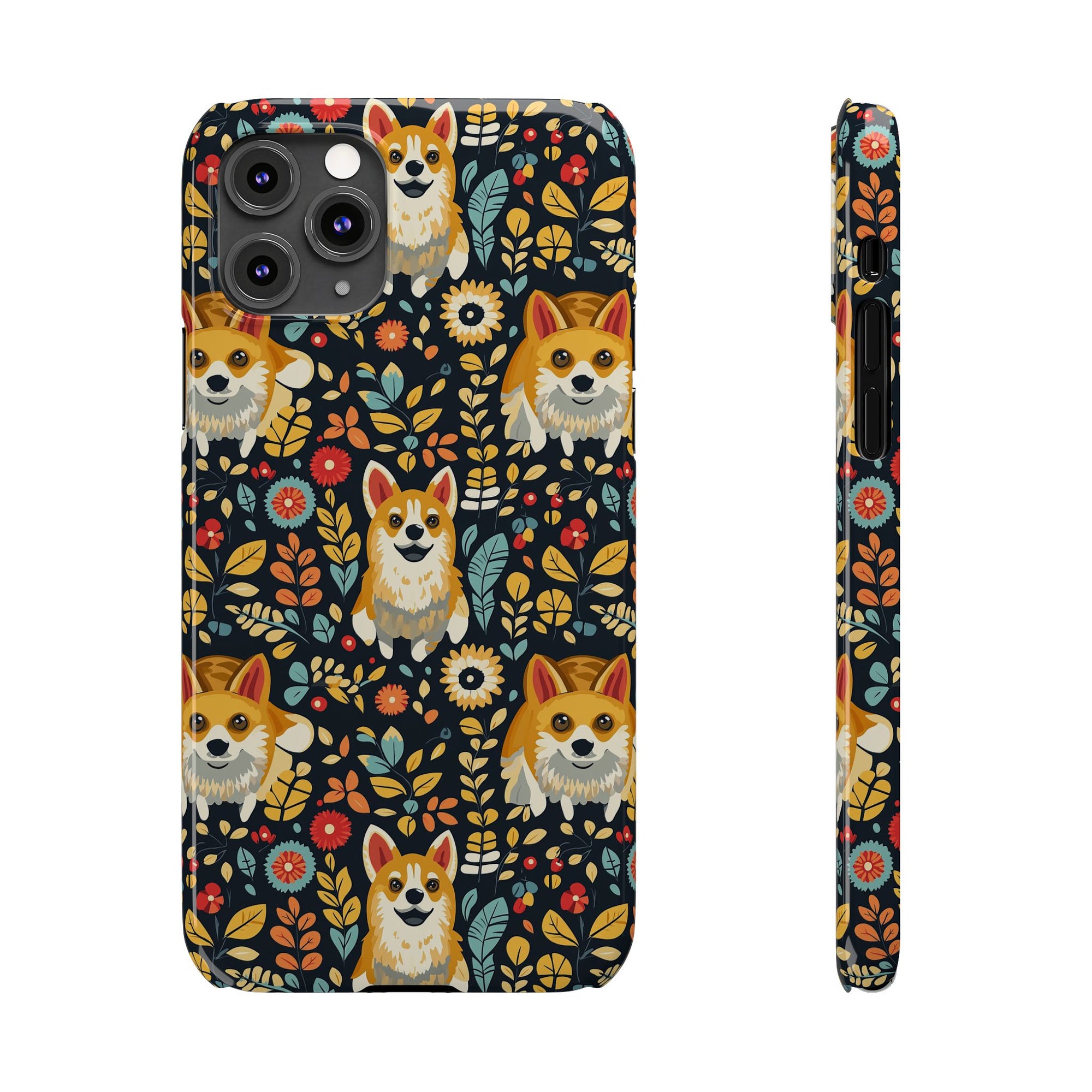 Corgi Rainbow Vine Dream Slim Phone Cases