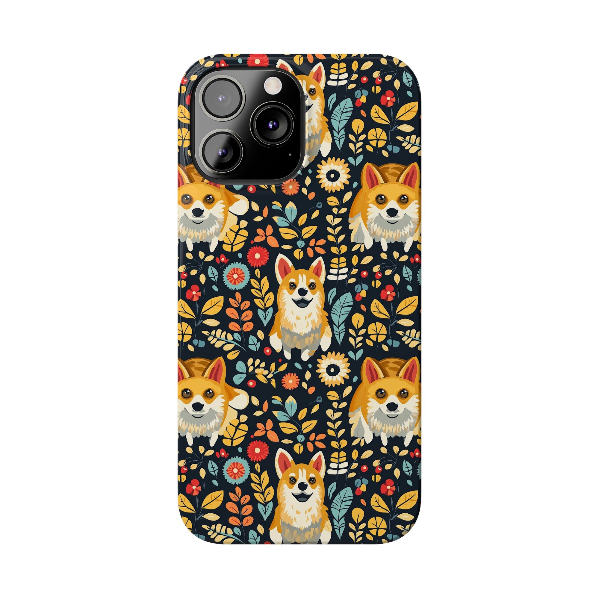 Corgi Rainbow Vine Dream Slim Phone Cases