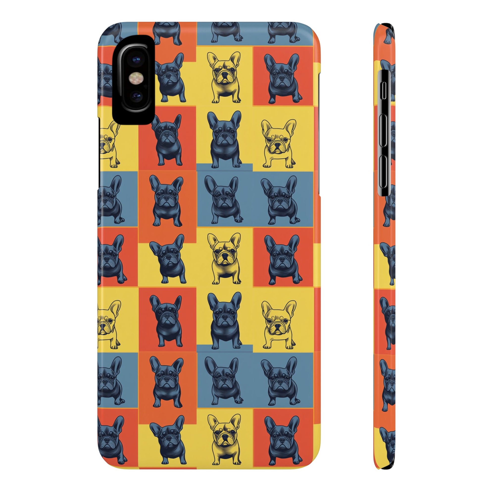 Frenchie Pop Art Pawfection Grid Slim Phone Cases