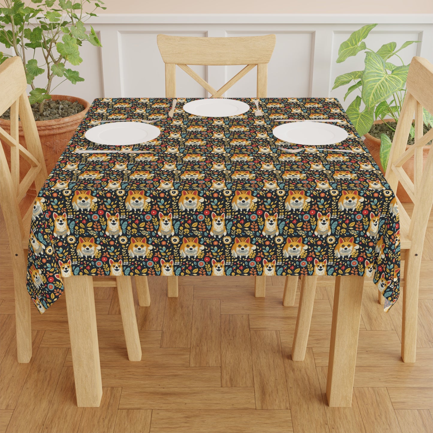 Corgi Rainbow Vine Dream Tablecloth