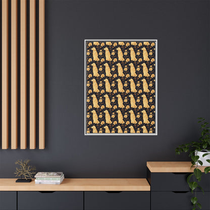 Golden Paws Floral Frenchie Matte Canvas, Framed