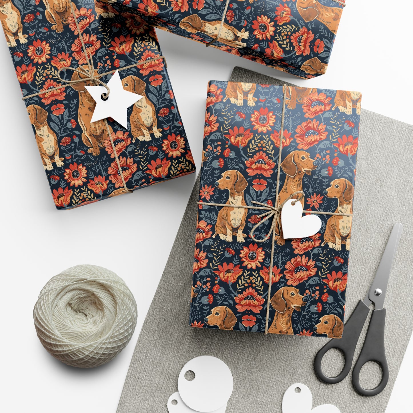 Floral Pawsome Dachsund Delight Gift Wrap Papers