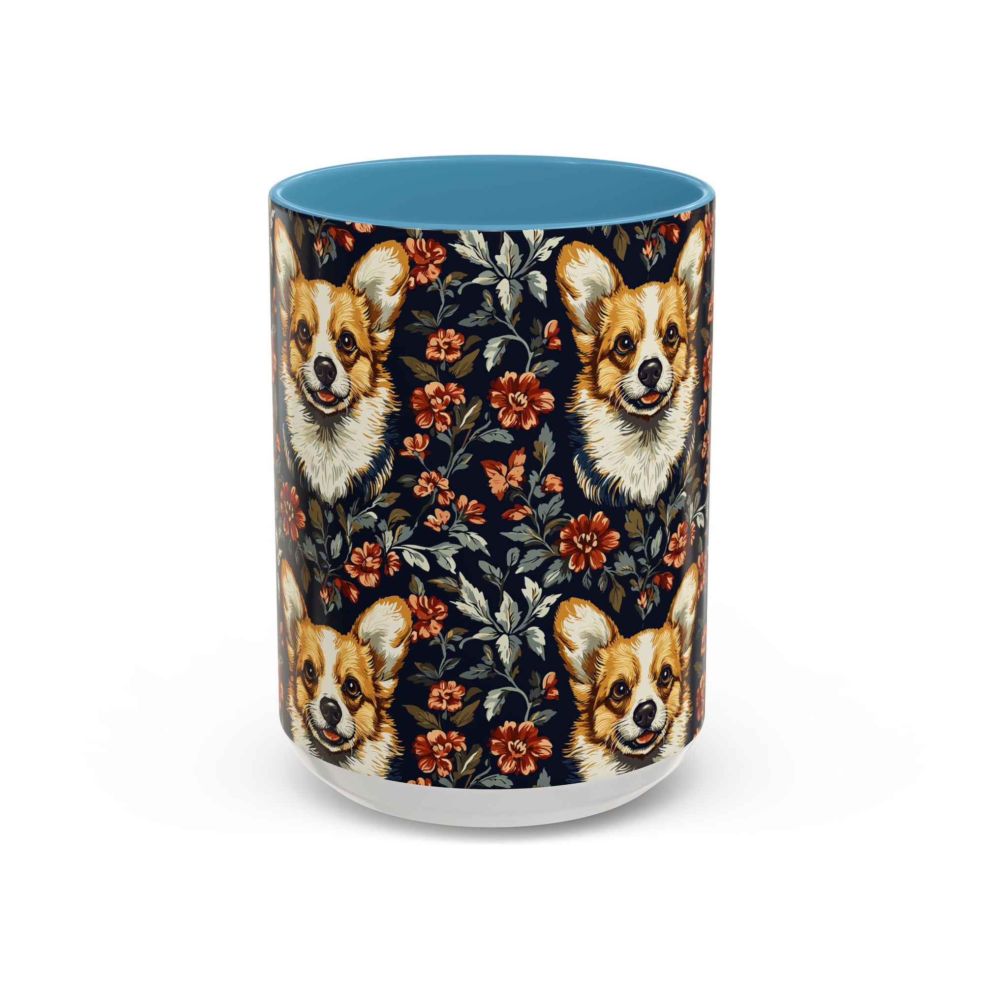 Floofy Corgi Blossom Blast Accent Coffee Mug