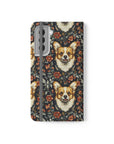 Floofy Corgi Blossom Blast Flip Cases