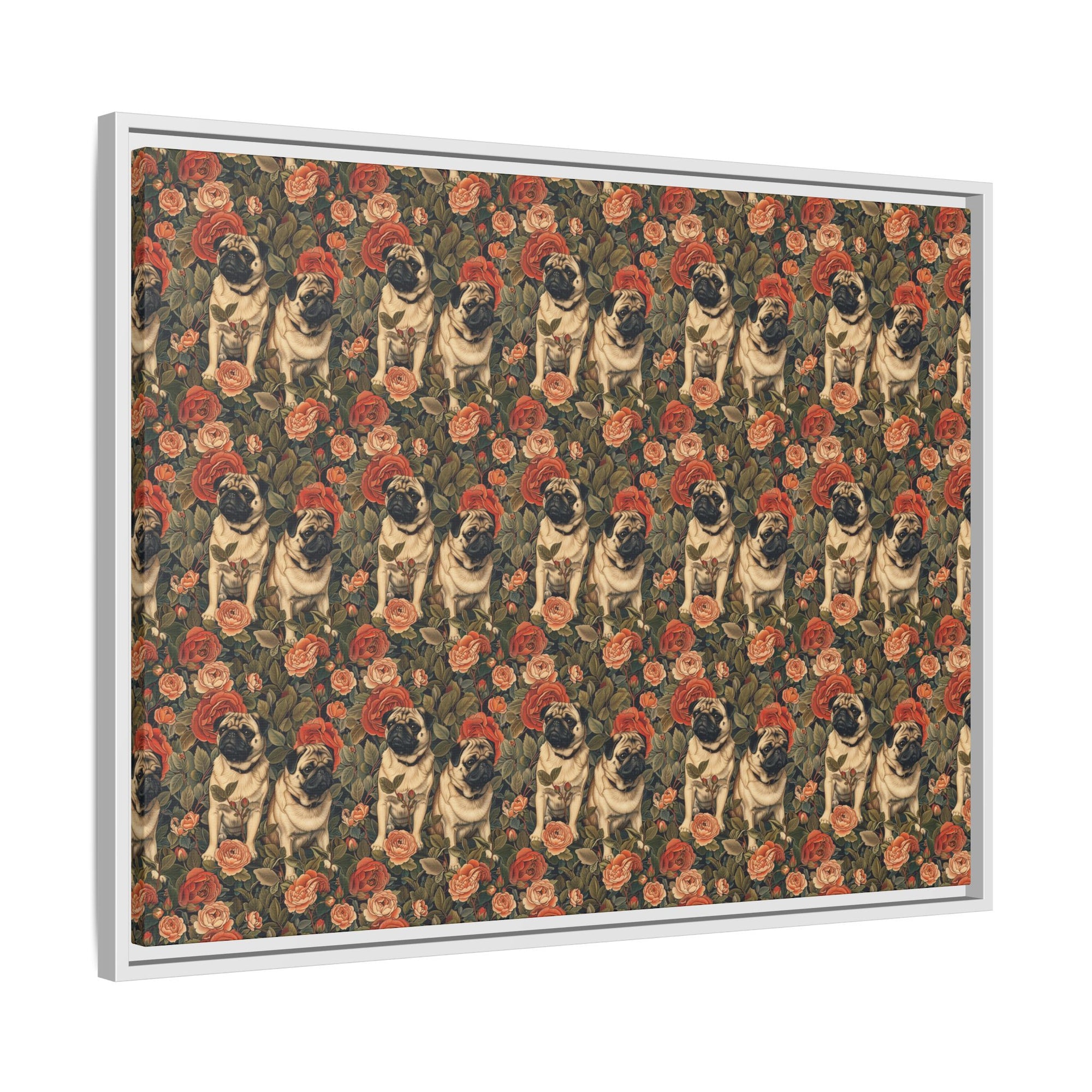 Blooming Pug Paradise Matte Canvas, Framed