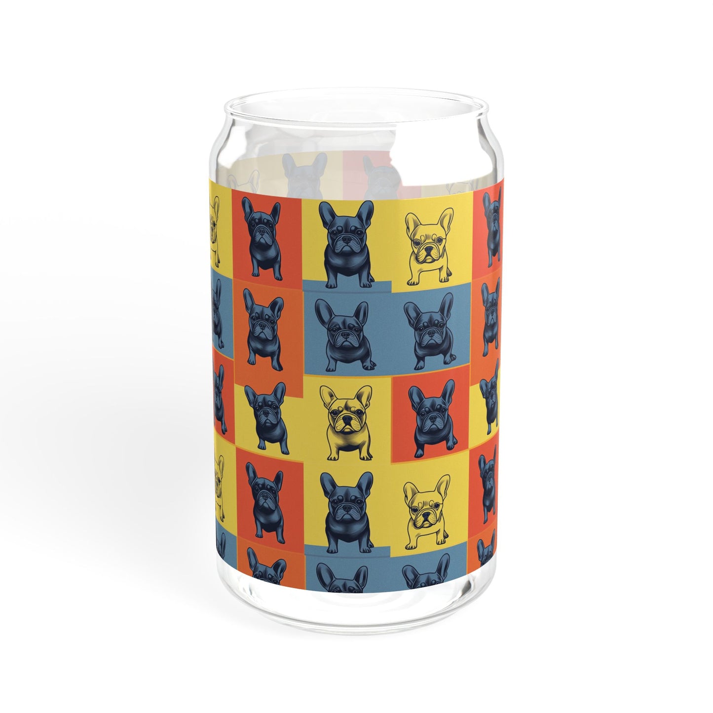 Frenchie Pop Art Pawfection Grid Sipper Glass